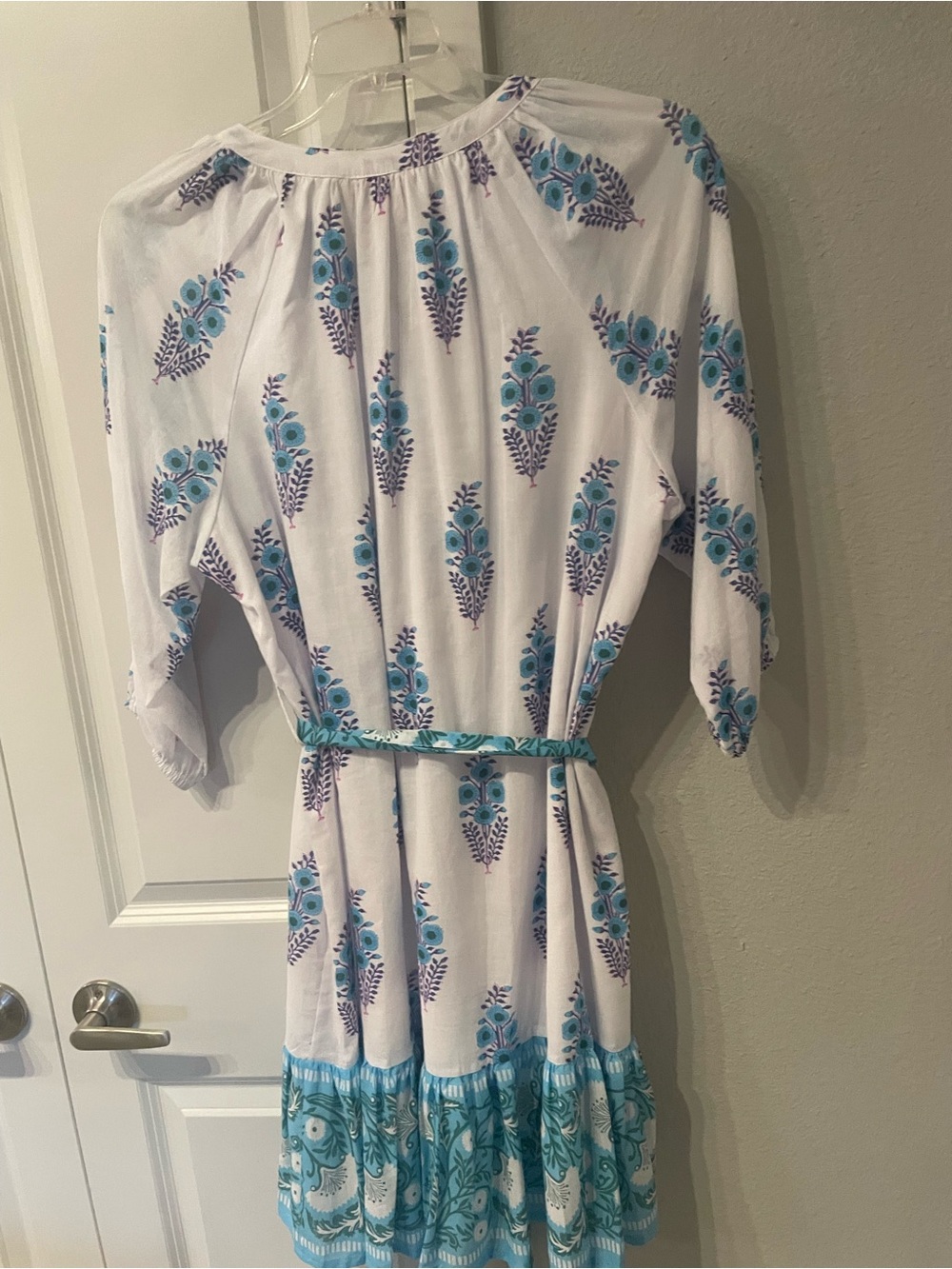 Philosophy White Summer Dress with Turquoise & White Floral Print - Picture 2 of 4